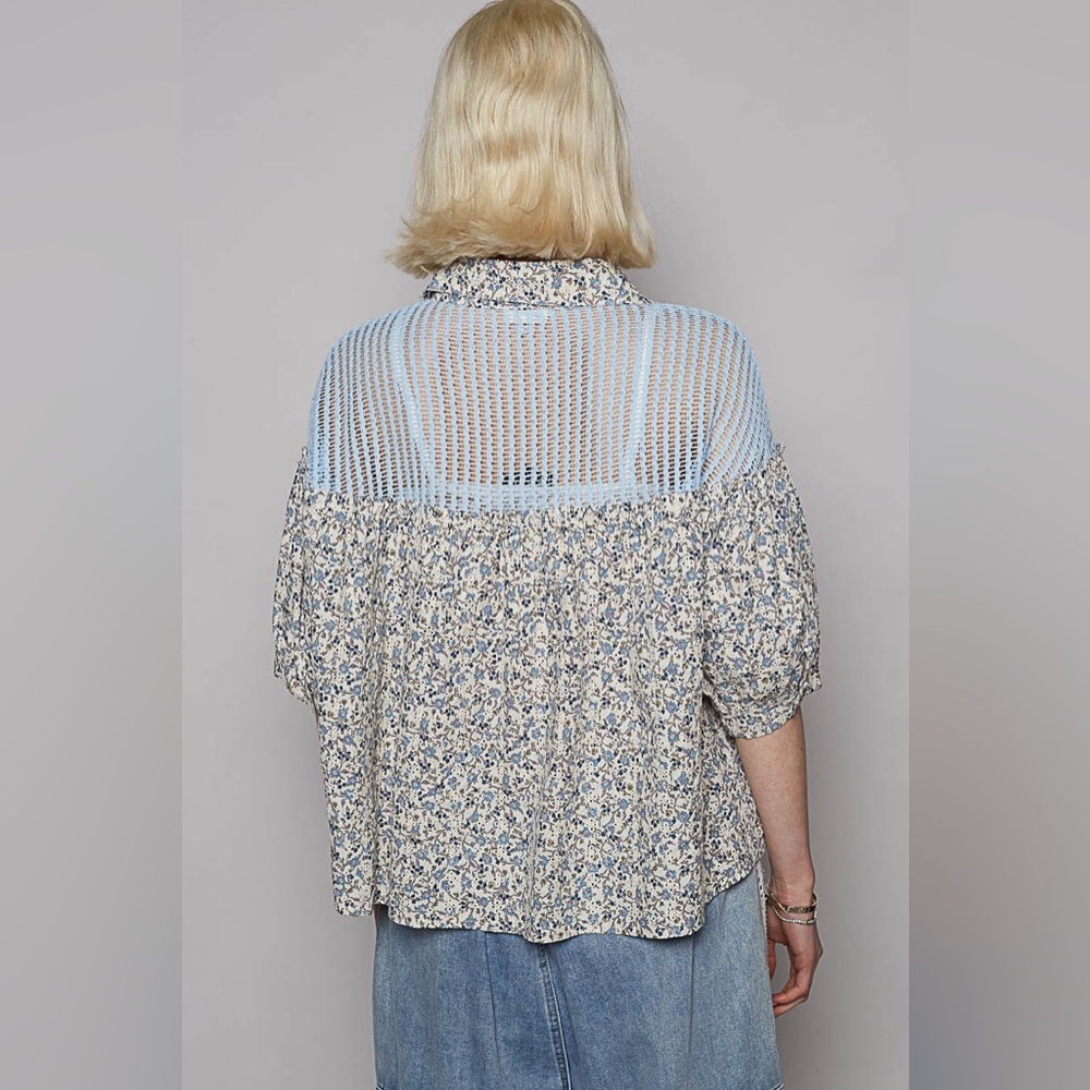POL Blue Boxy Oversized Blouse with Peter Pan Collar - Picture 4 of 4